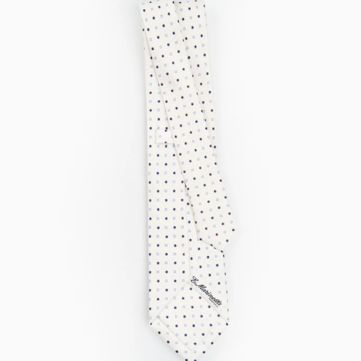 White Sartorial Classic Silk Tie - Small Flower Designs>E.Marinella Store