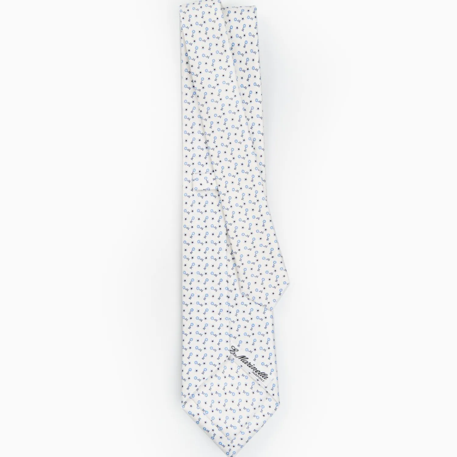 White Sartorial Classic Silk Tie - Small Flower Designs>E.Marinella Outlet