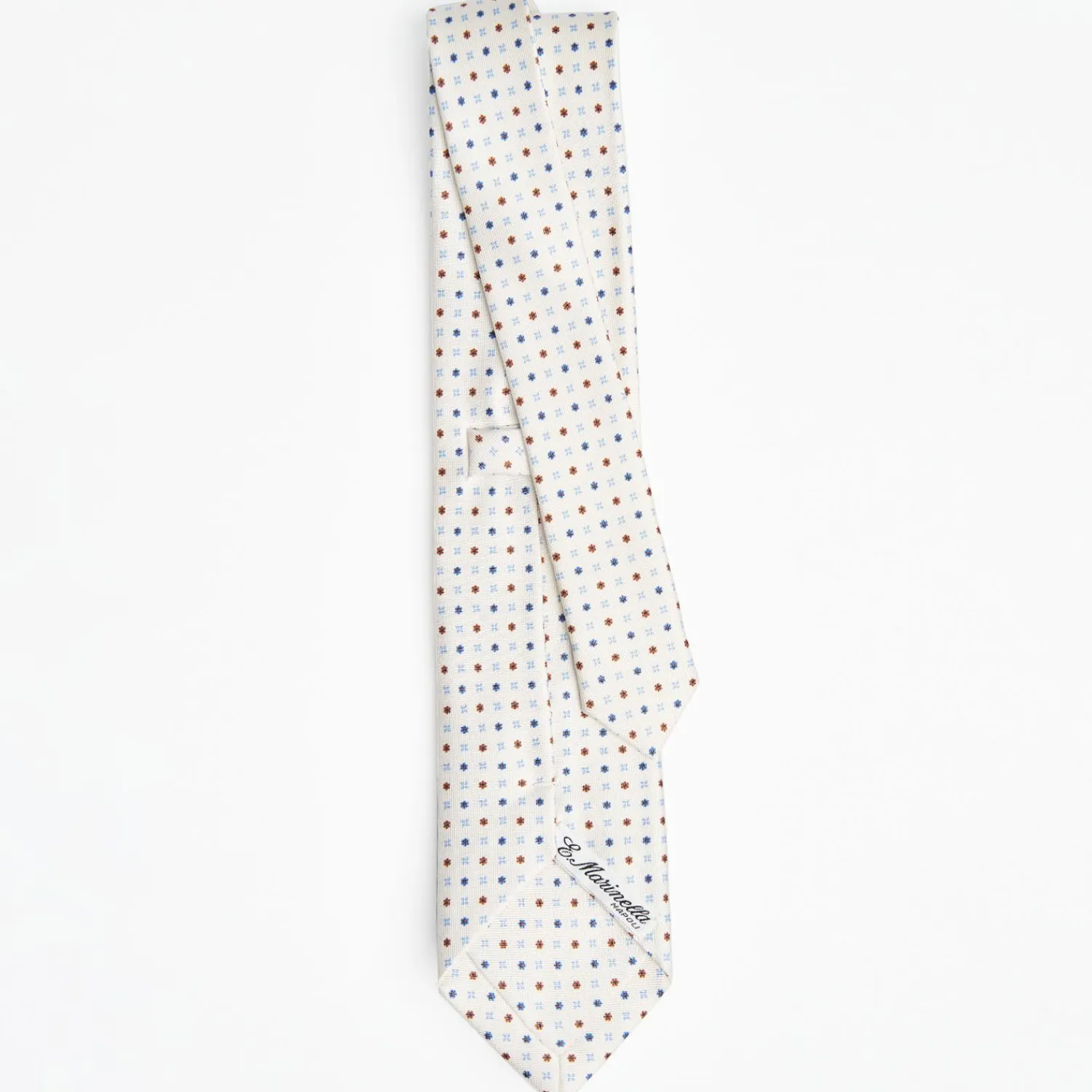 White Sartorial Classic Silk Tie - Small Flower Pattern>E.Marinella Hot