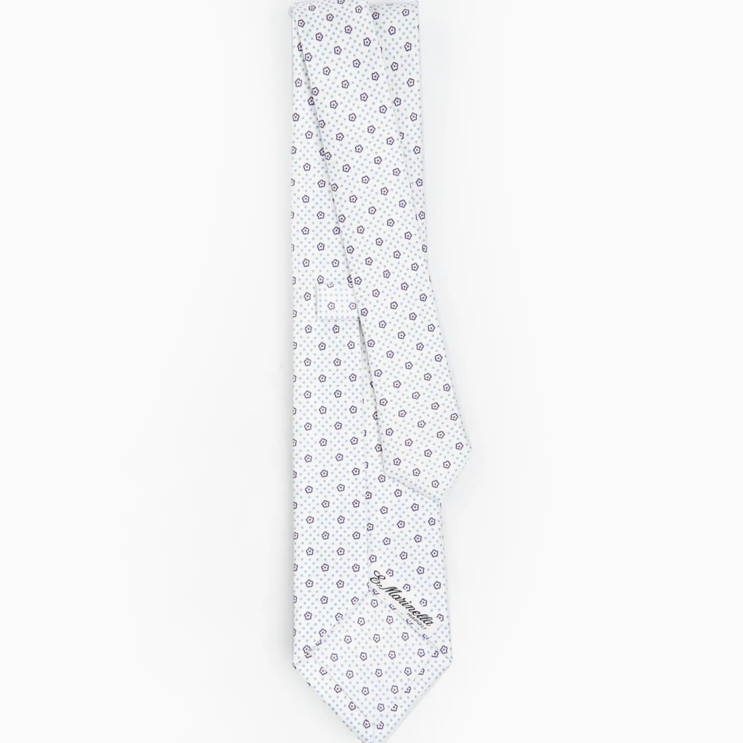 White Sartorial Classic Silk Tie - Small Flower Pattern>E.Marinella Shop
