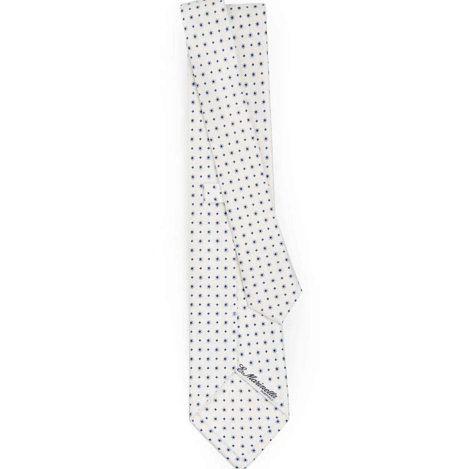 White Sartorial Classic Silk Tie - Small Flower Pattern>E.Marinella Flash Sale