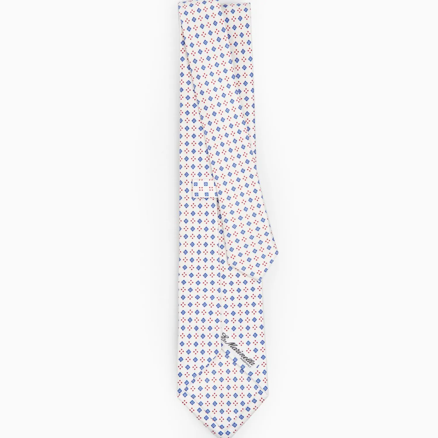 White Sartorial Classic Silk Tie - Small Flower Pattern>E.Marinella Best Sale