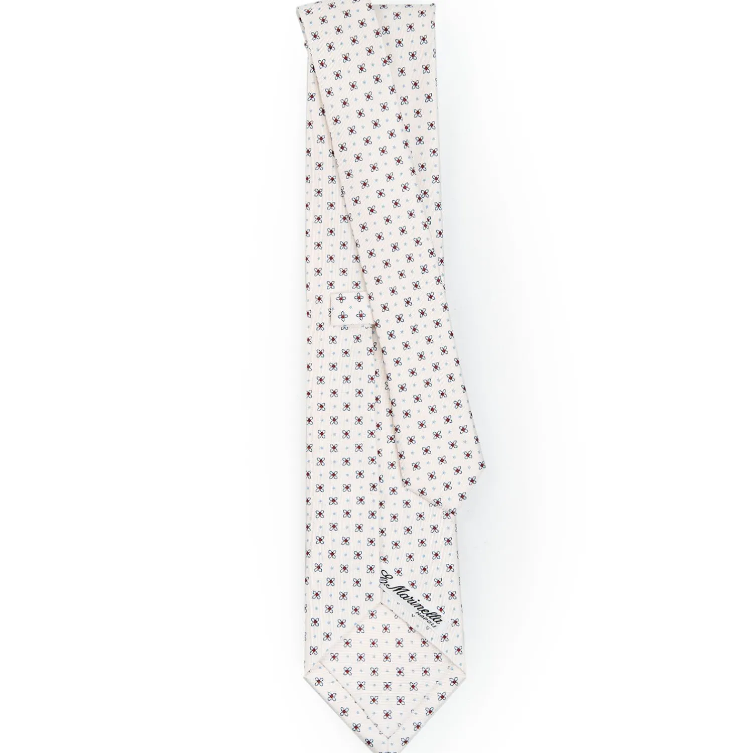 White Sartorial Classic Silk Tie - Small Flower Pattern>E.Marinella Cheap