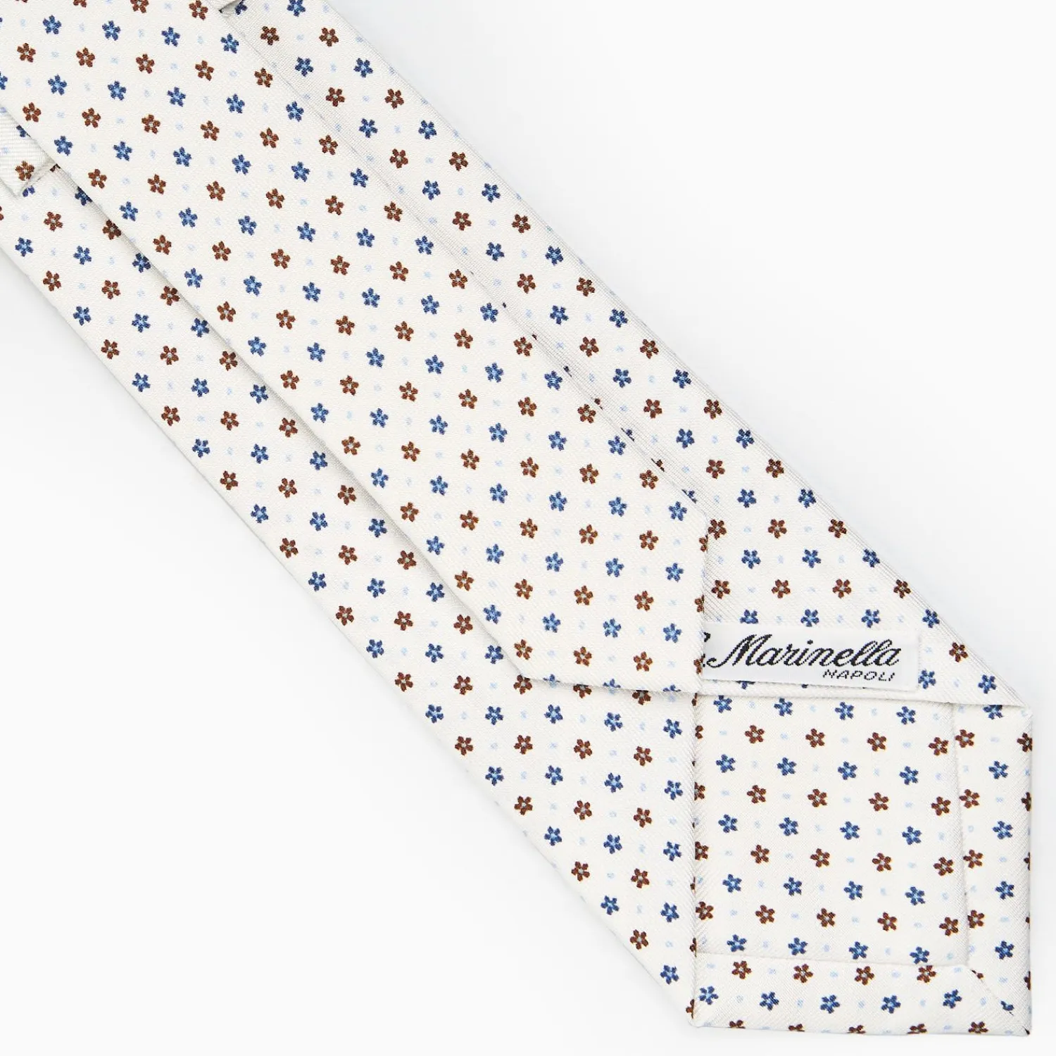 White Sartorial Classic Silk Tie - Small Flower Pattern>E.Marinella Shop