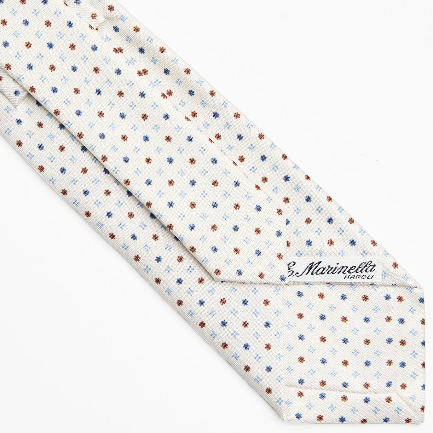 White Sartorial Classic Silk Tie - Small Flower Pattern>E.Marinella Hot