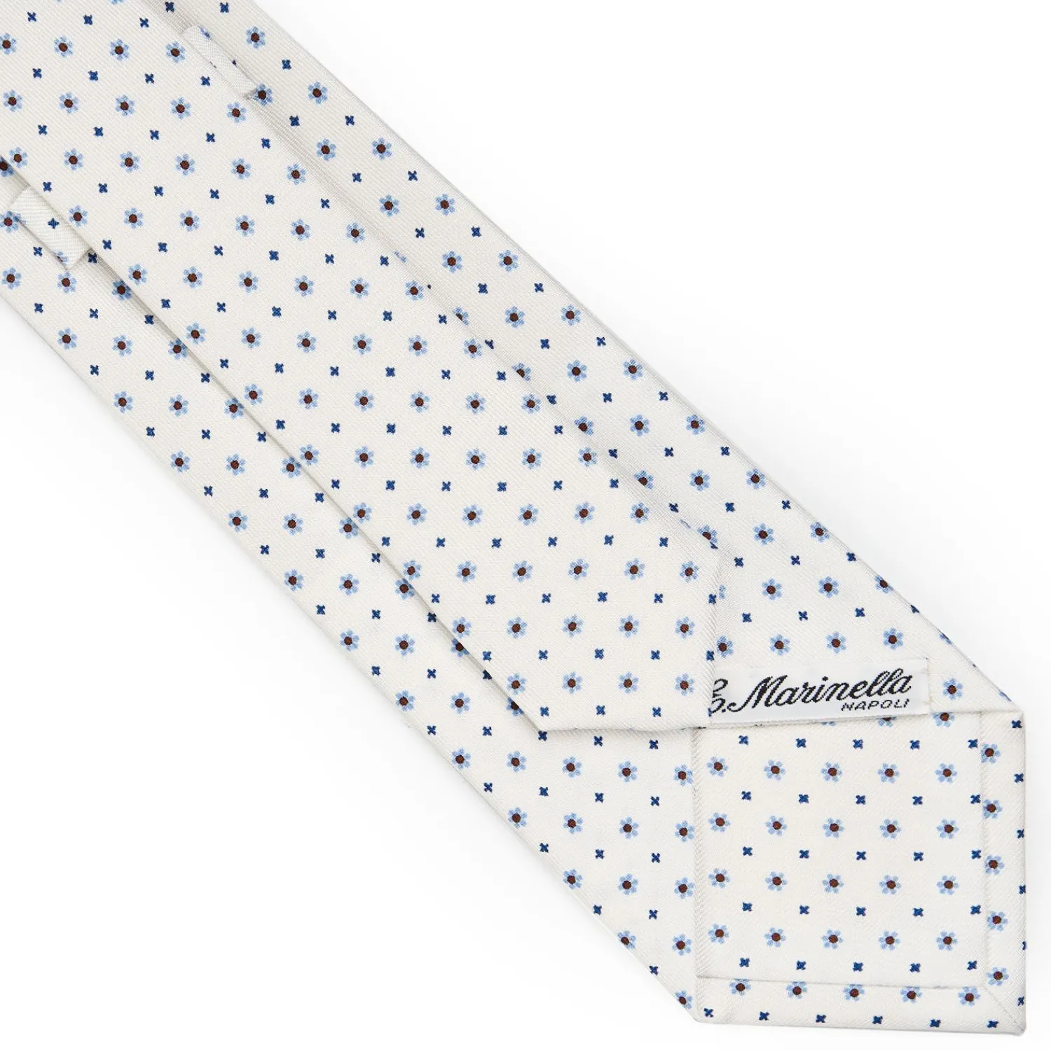 White Sartorial Classic Silk Tie - Small Flower Pattern>E.Marinella Flash Sale