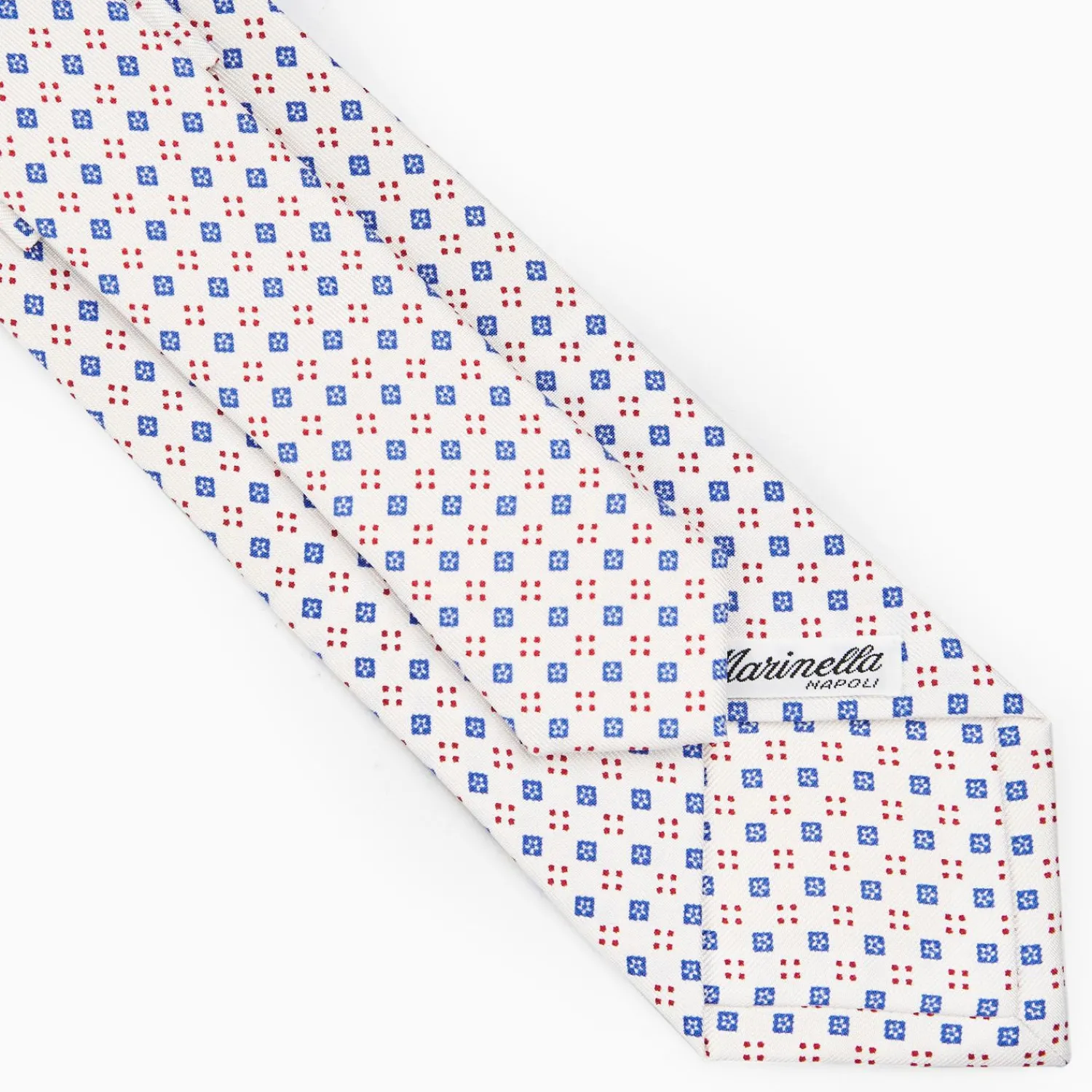 White Sartorial Classic Silk Tie - Small Flower Pattern>E.Marinella Best Sale