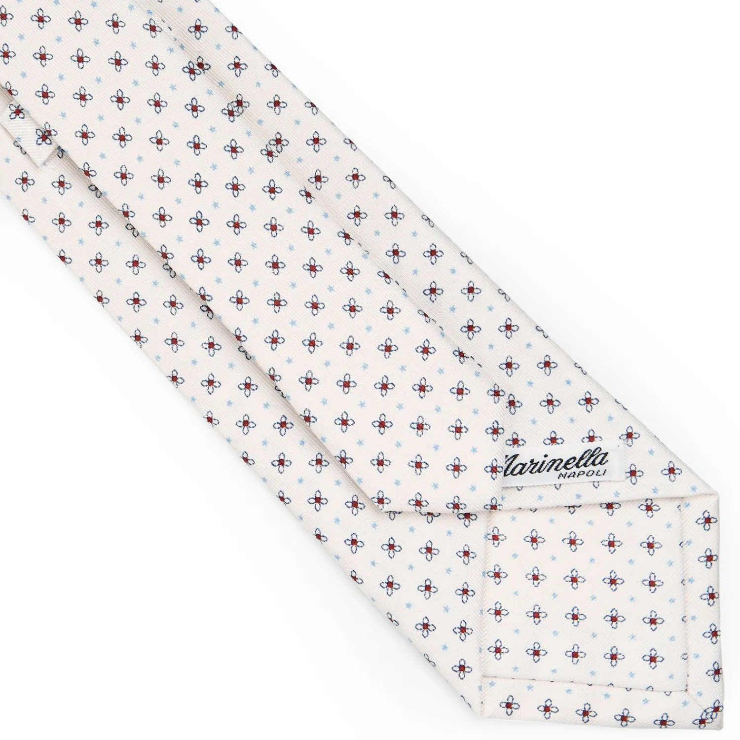 White Sartorial Classic Silk Tie - Small Flower Pattern>E.Marinella Cheap