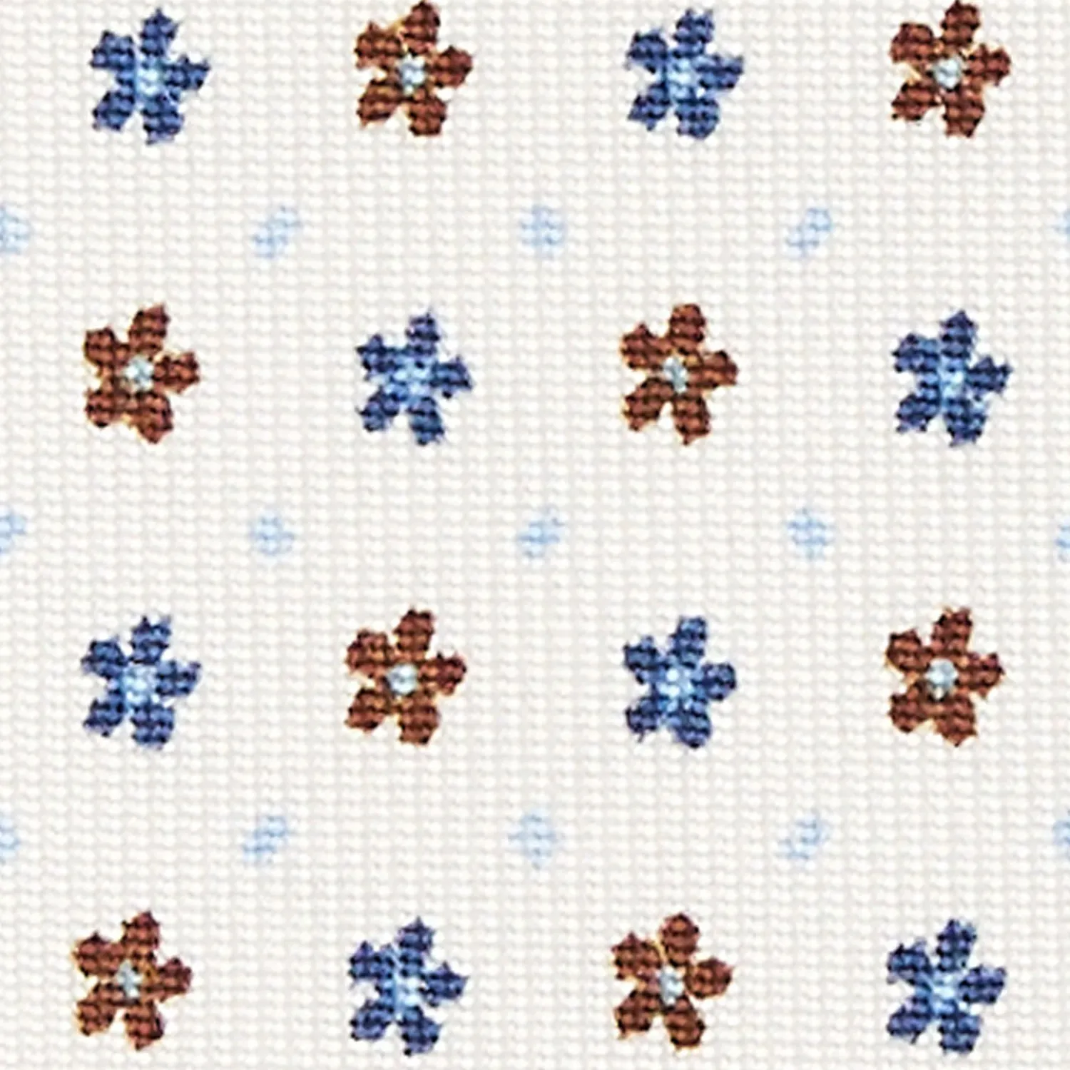 White Sartorial Classic Silk Tie - Small Flower Pattern>E.Marinella Shop