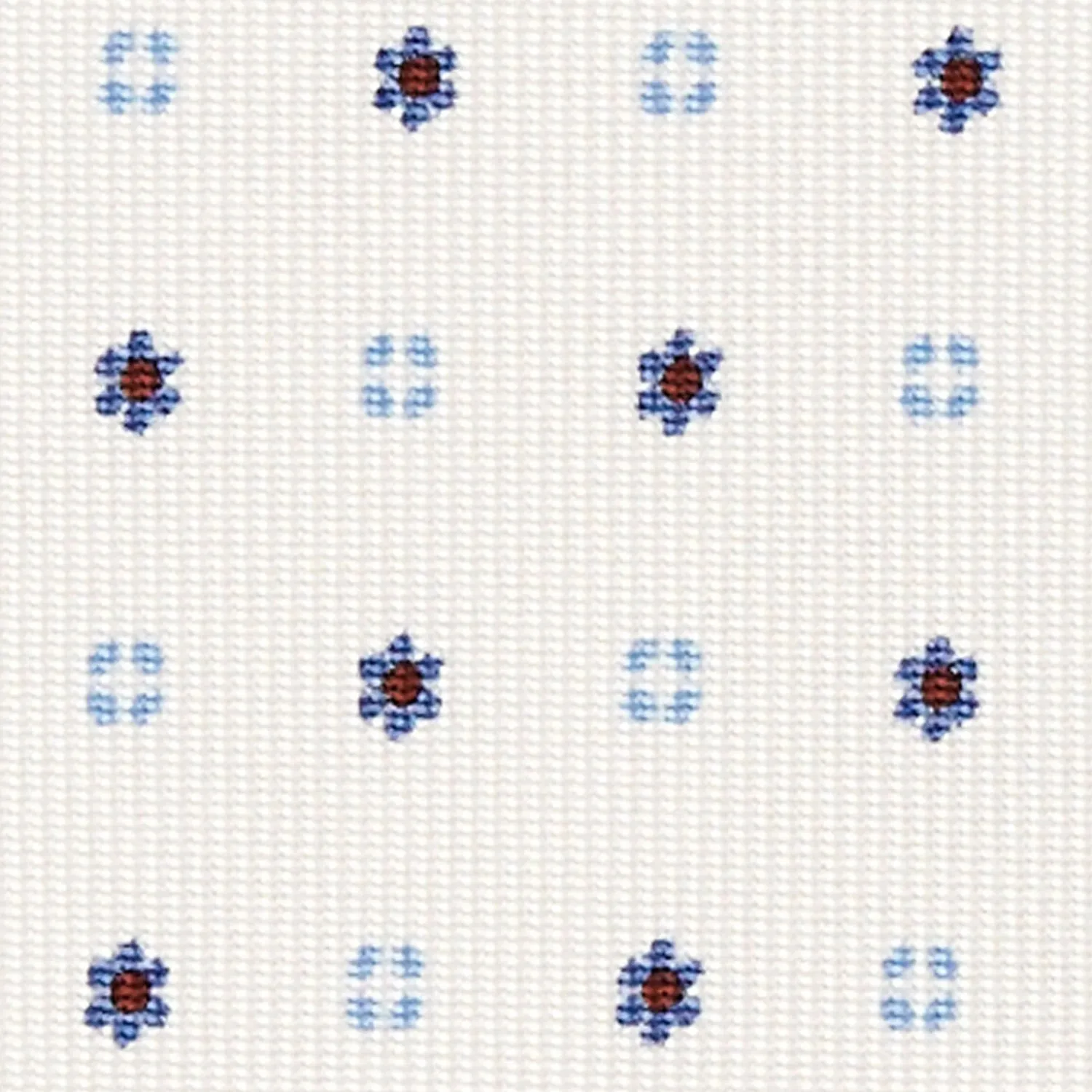 White Sartorial Classic Silk Tie - Small Flower Designs>E.Marinella Store