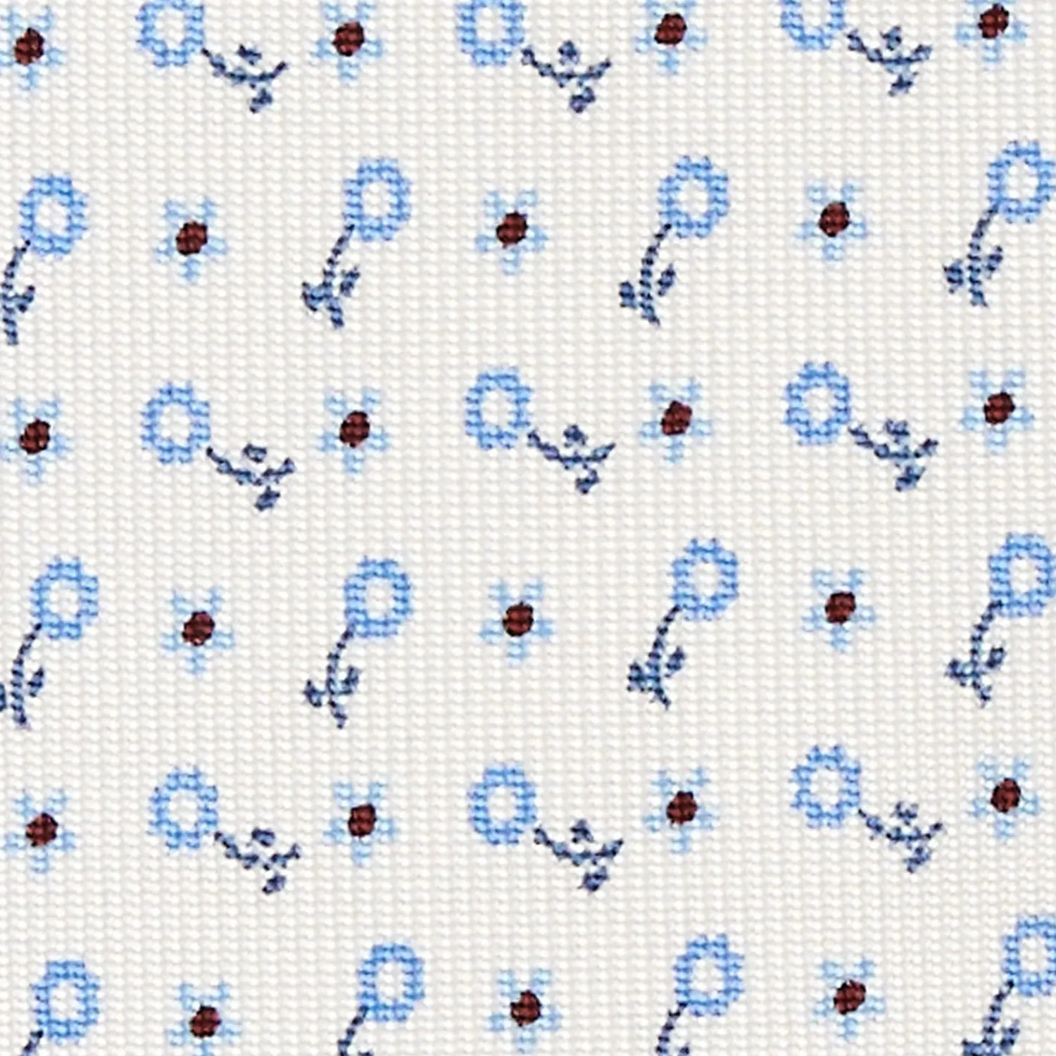 White Sartorial Classic Silk Tie - Small Flower Designs>E.Marinella Outlet