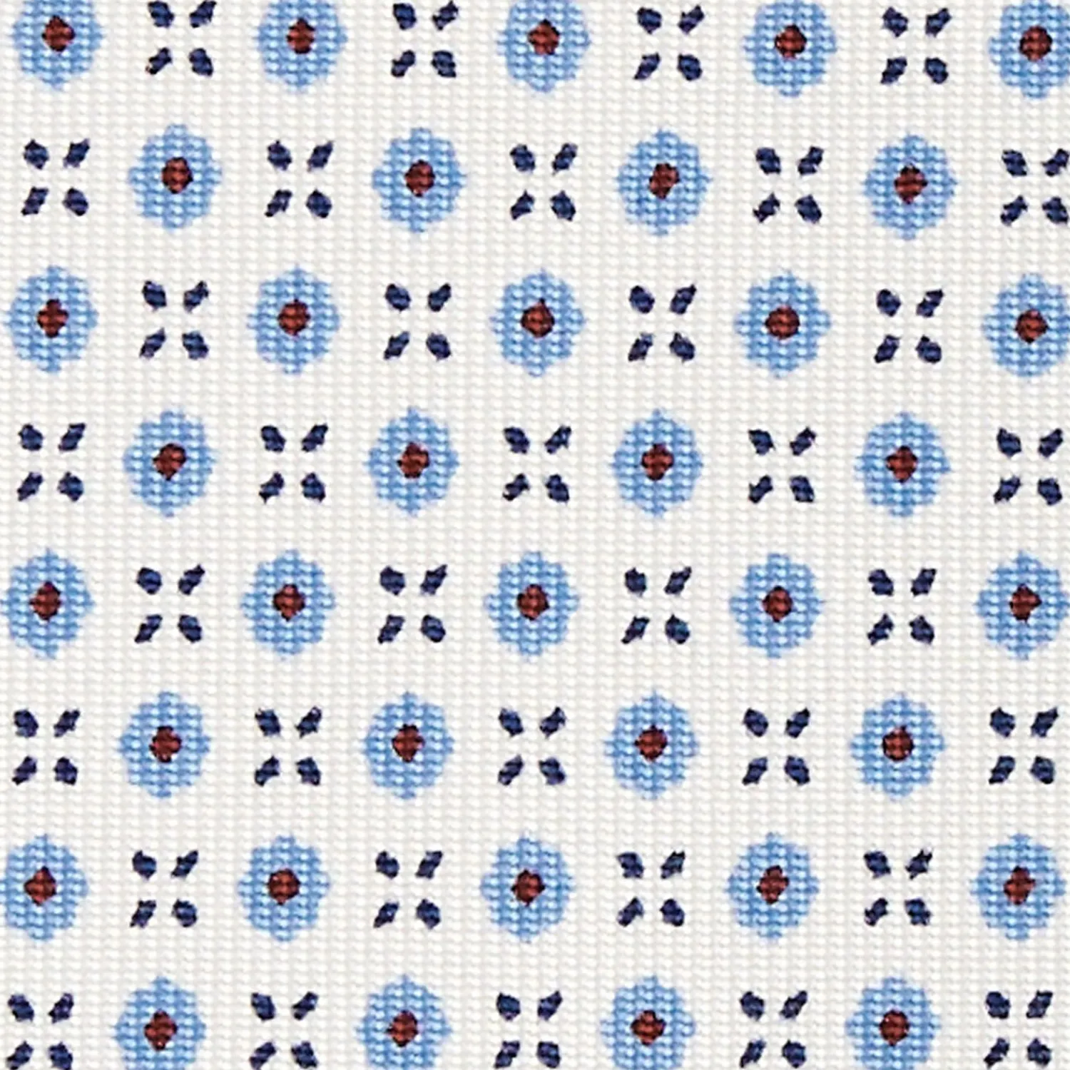 White Sartorial Classic Silk Tie - Small Flower Designs>E.Marinella Online