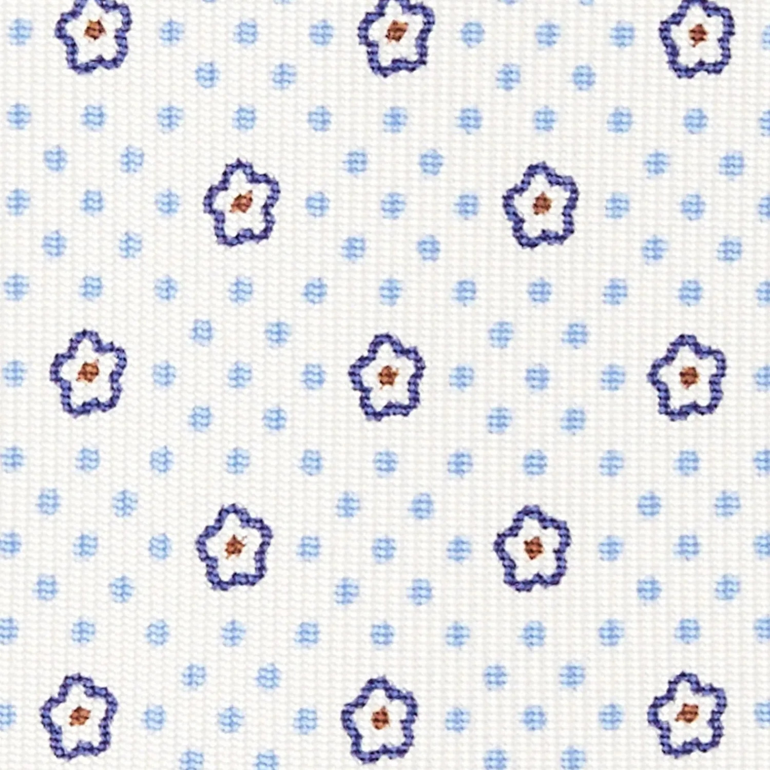 White Sartorial Classic Silk Tie - Small Flower Pattern>E.Marinella Shop