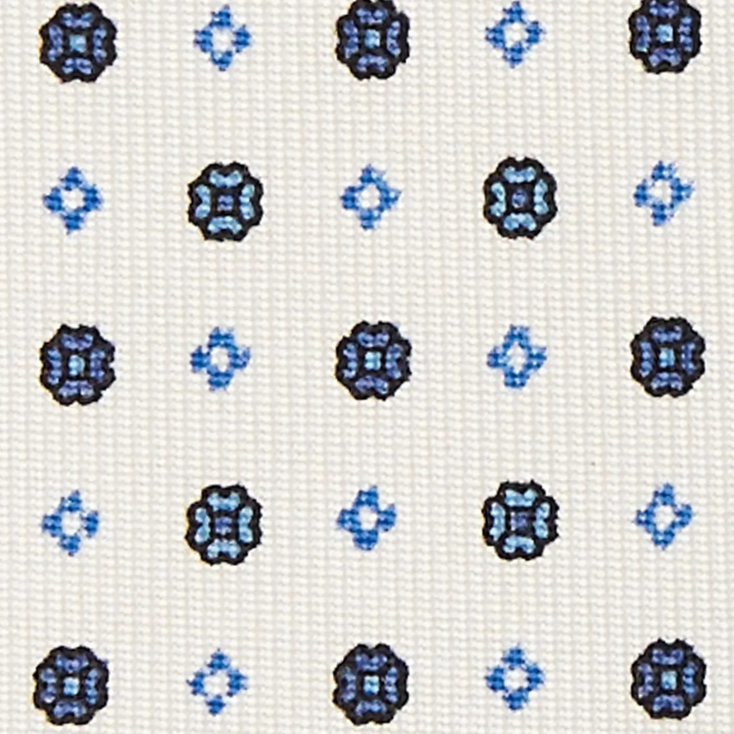 White Sartorial Classic Silk Tie - Small Flower Pattern>E.Marinella Clearance