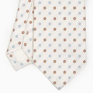 White Sartorial Jacquard Silk Tie - Small Flower Designs>E.Marinella Outlet