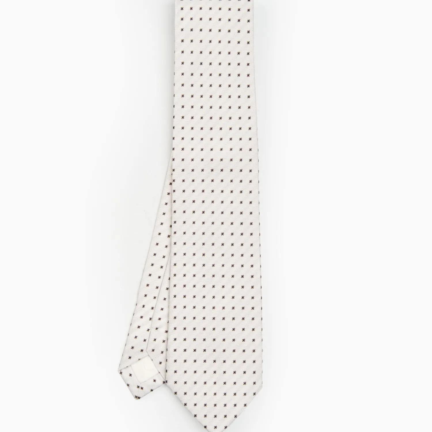 White Sartorial Jacquard Silk Tie - Small Flower Designs>E.Marinella Shop