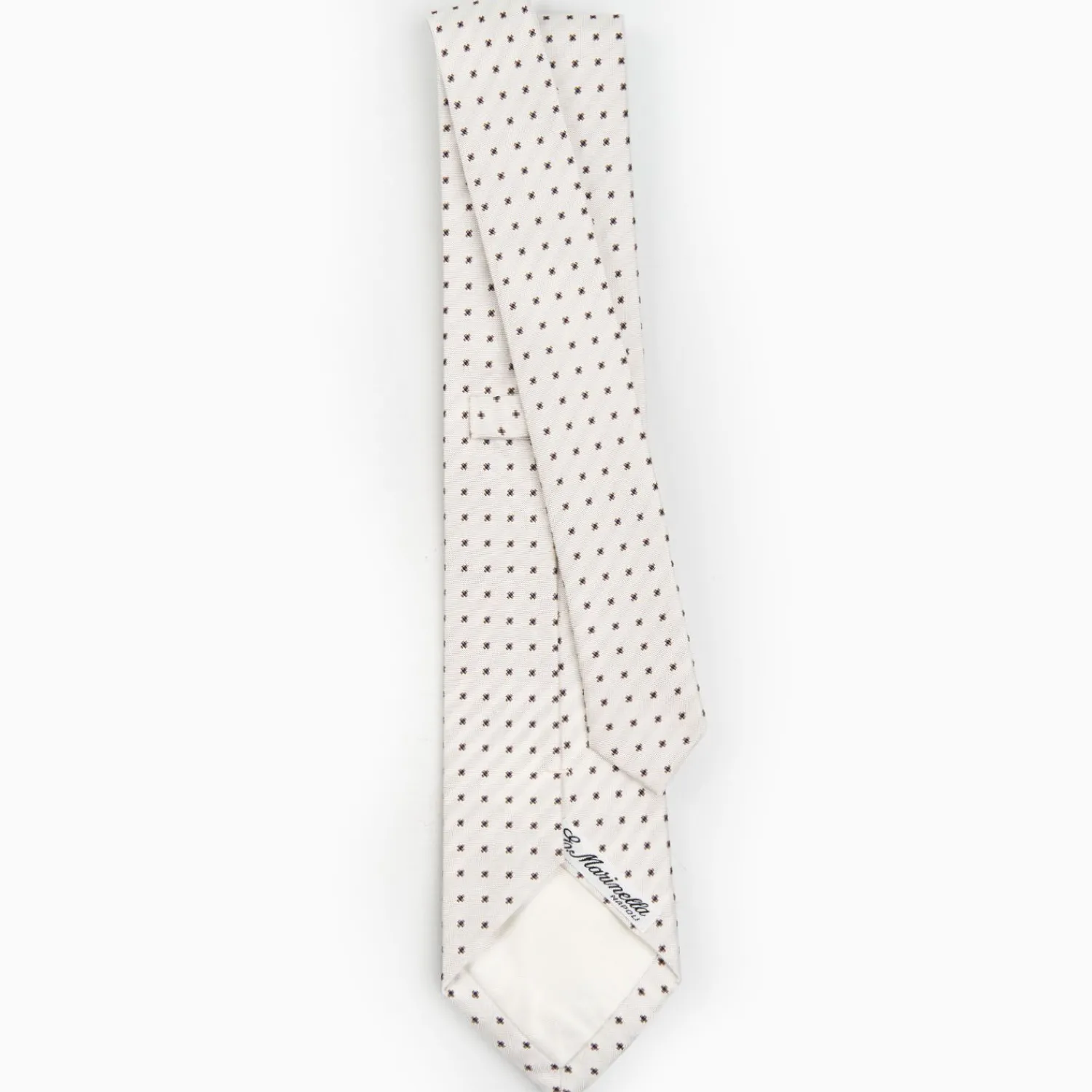 White Sartorial Jacquard Silk Tie - Small Flower Designs>E.Marinella Shop