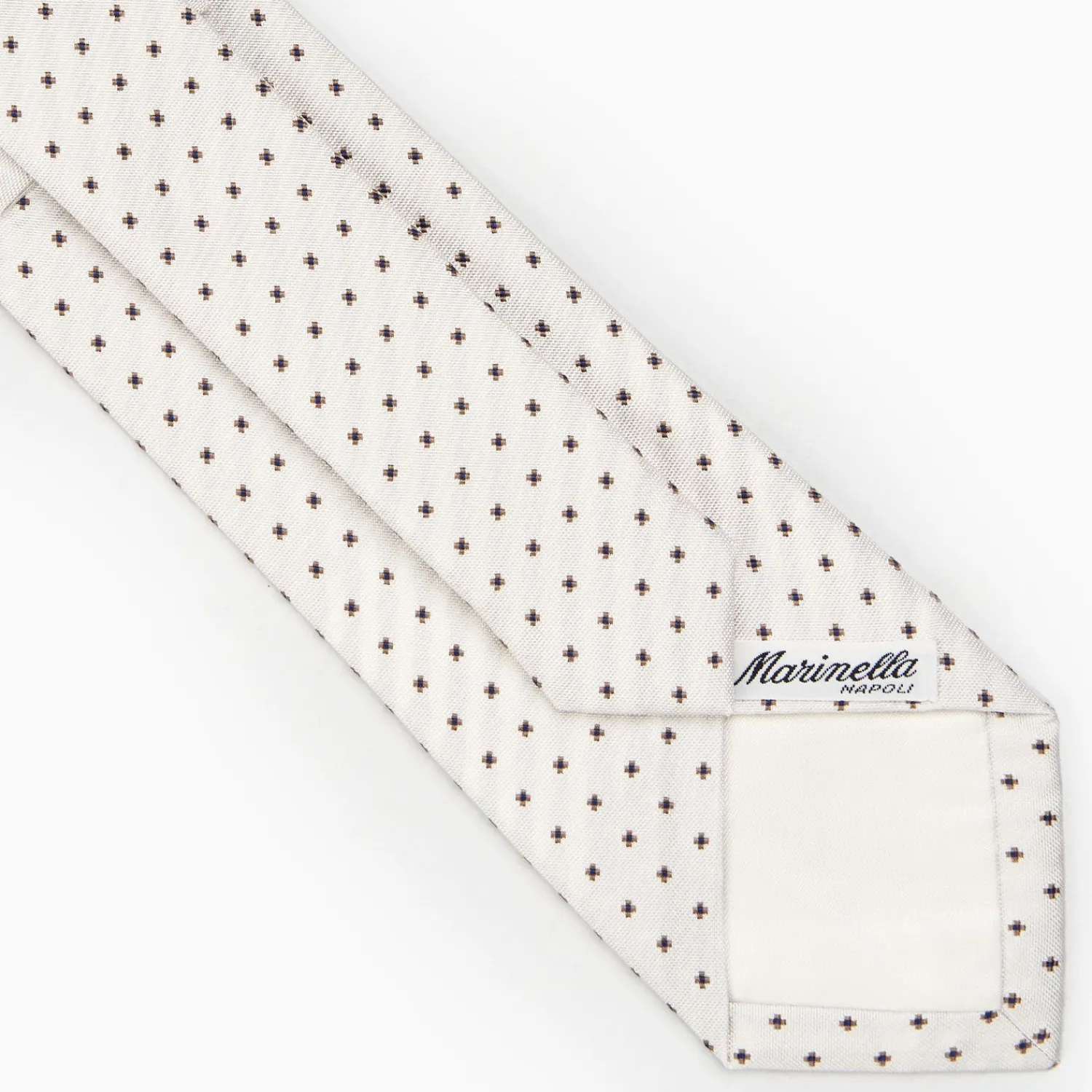 White Sartorial Jacquard Silk Tie - Small Flower Designs>E.Marinella Shop