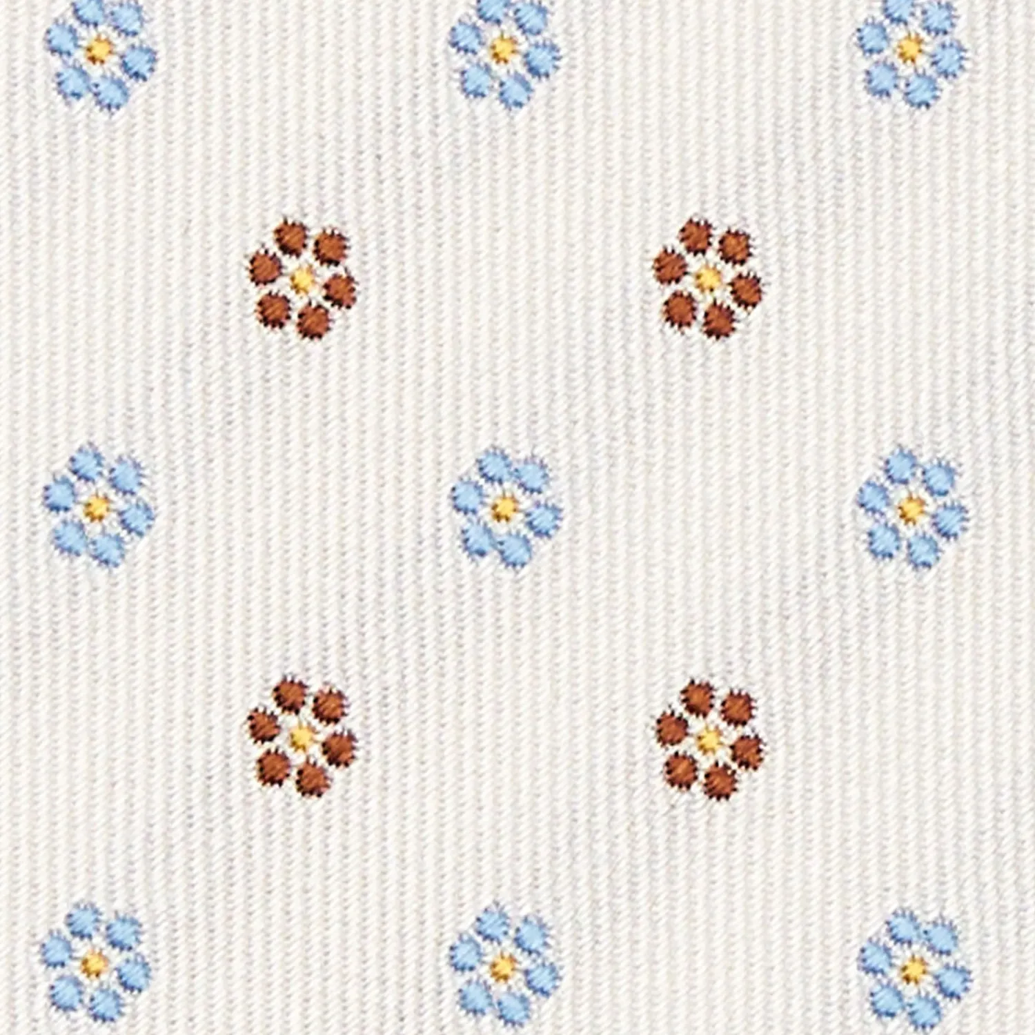 White Sartorial Jacquard Silk Tie - Small Flower Designs>E.Marinella Outlet