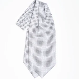 White Silk Ascot Tie - Small Flower Designs>E.Marinella Discount