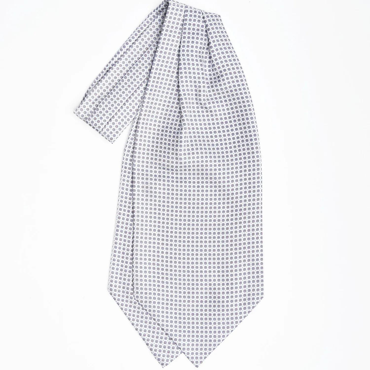 White Silk Ascot Tie - Small Flower Designs>E.Marinella Discount