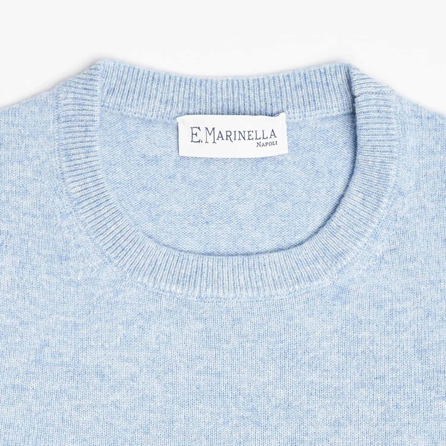 Wool And Cashmere Crewneck Sweater - Light Blue>E.Marinella Online