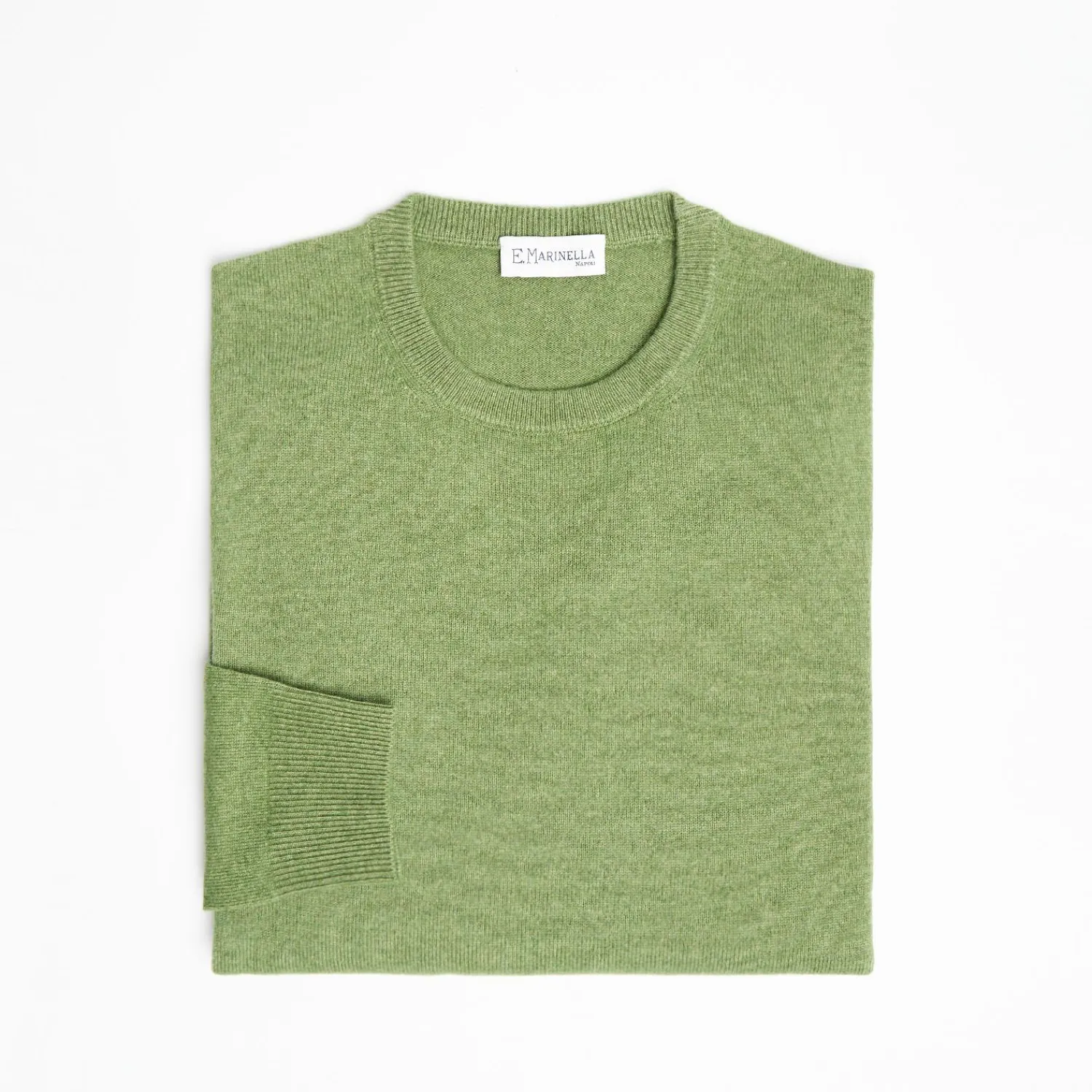 Wool And Cashmere Crewneck Sweater - Light Green>E.Marinella Shop