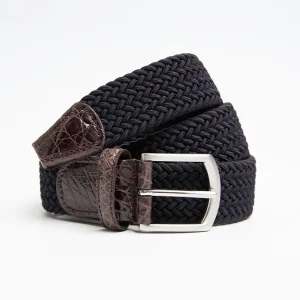 Woven Stretch Belt With Alligator Trims>E.Marinella Clearance
