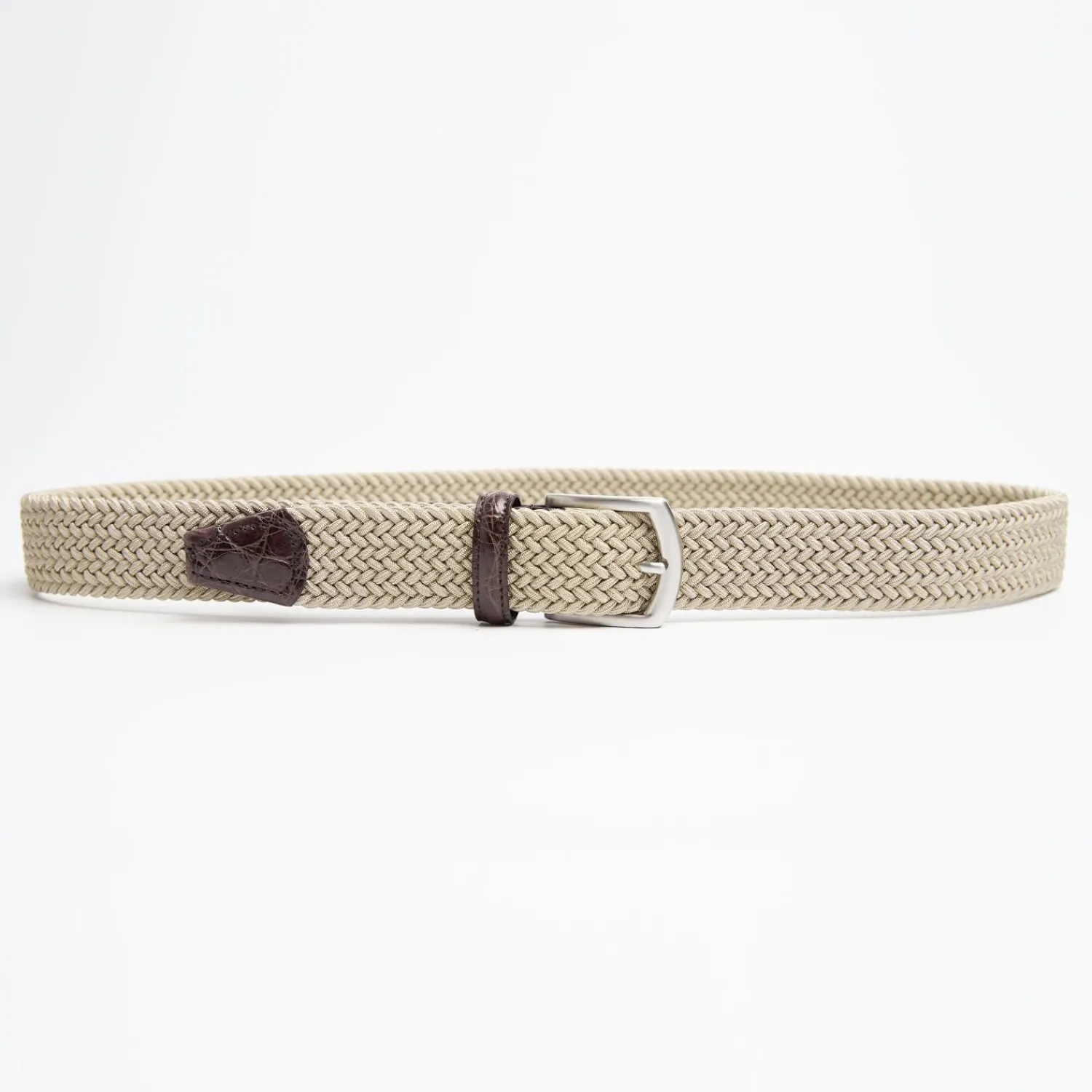 Woven Stretch Belt With Alligator Trims>E.Marinella Fashion