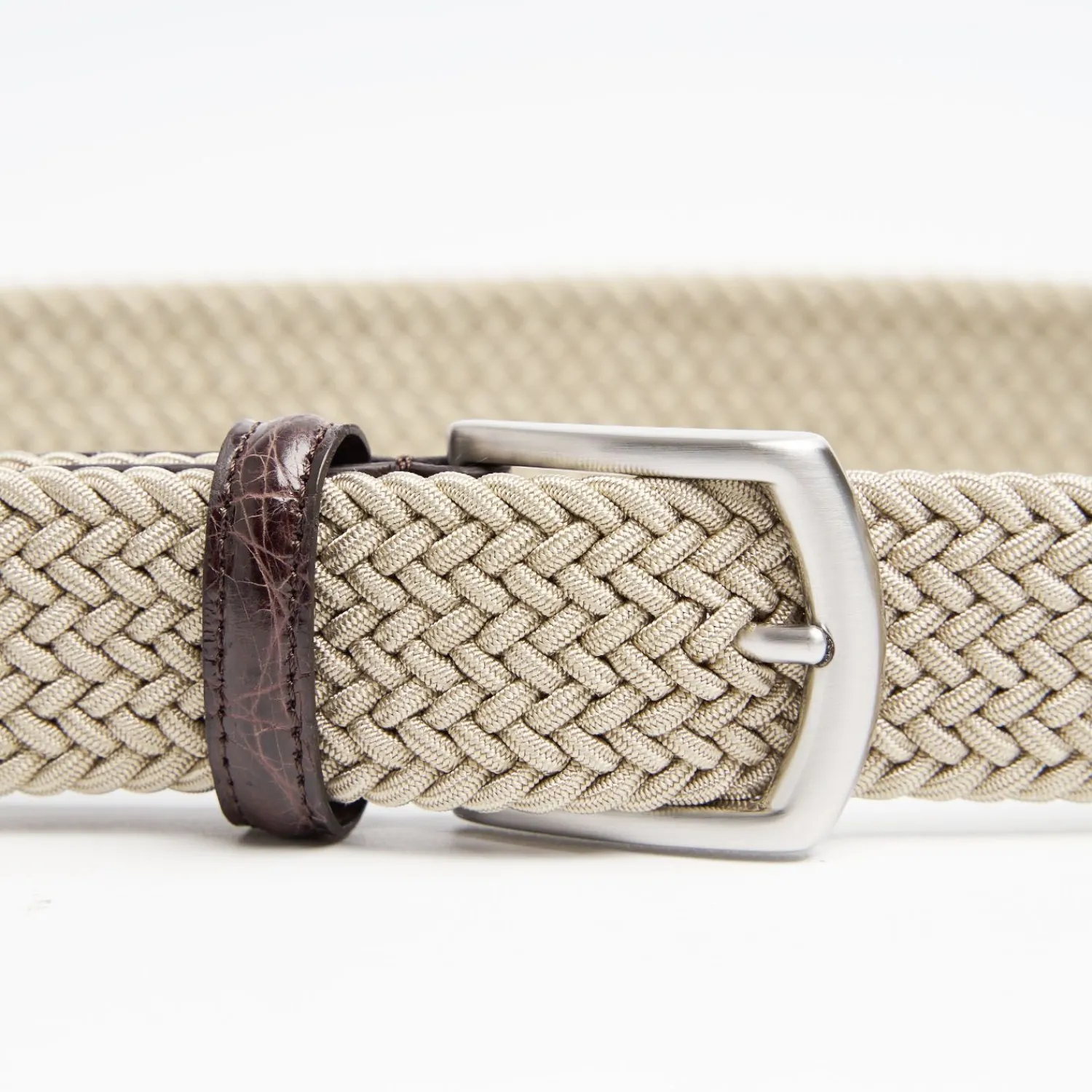 Woven Stretch Belt With Alligator Trims>E.Marinella Fashion