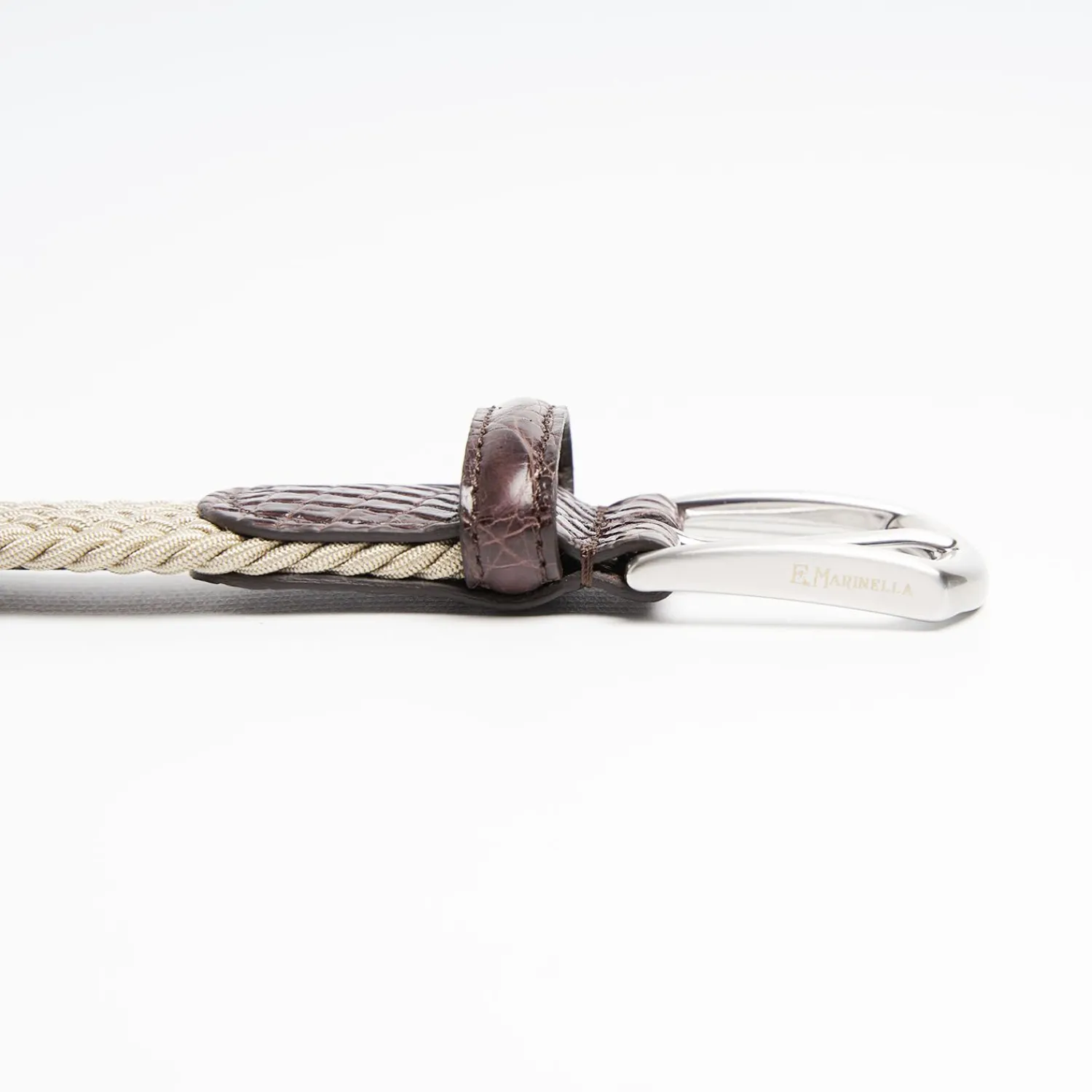 Woven Stretch Belt With Alligator Trims>E.Marinella Fashion