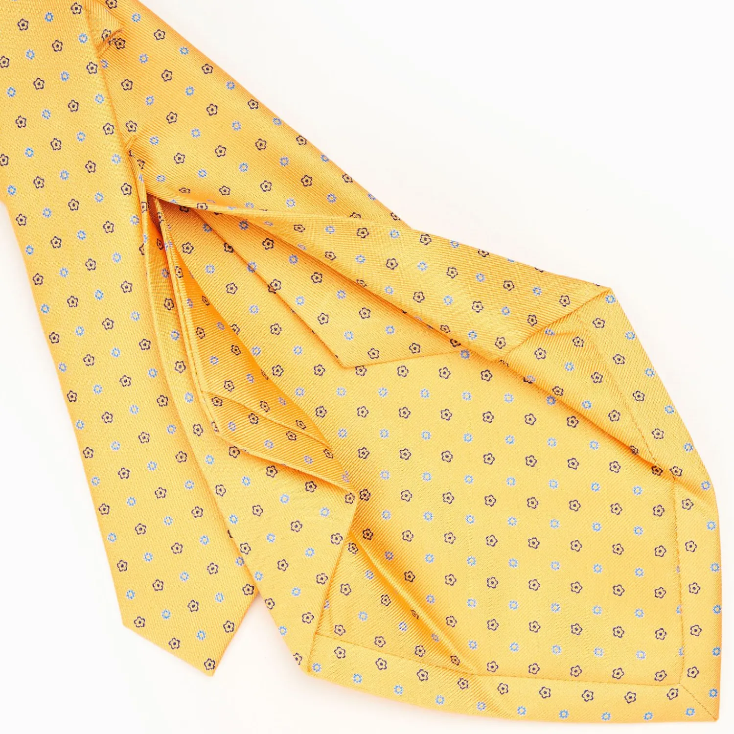 Yellow 5 Fold Sartorial Silk Tie - Small Flower Pattern>E.Marinella Cheap