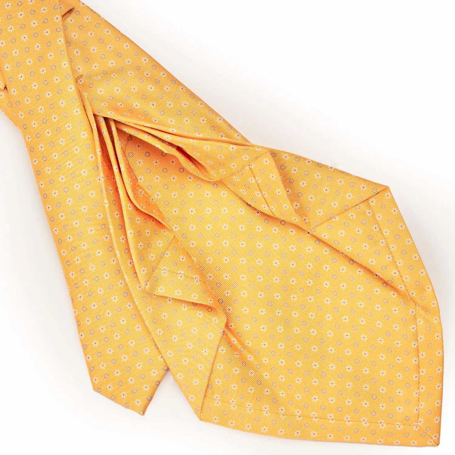 Yellow 9 Fold Sartorial Silk Tie Small Flower Pattern>E.Marinella Best Sale