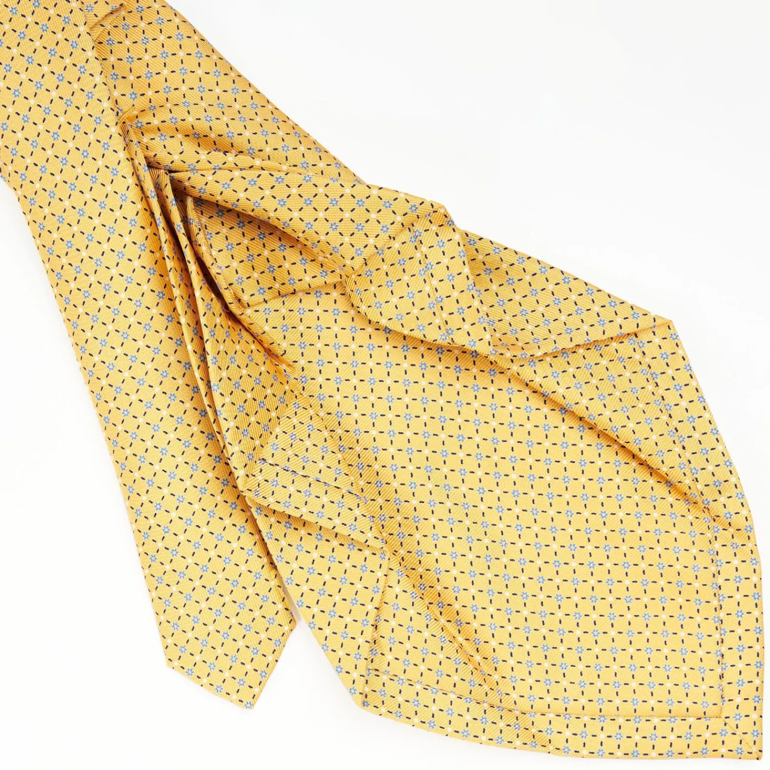 Yellow 7 Fold Sartorial Silk Tie - Small Flower Pattern>E.Marinella Best Sale