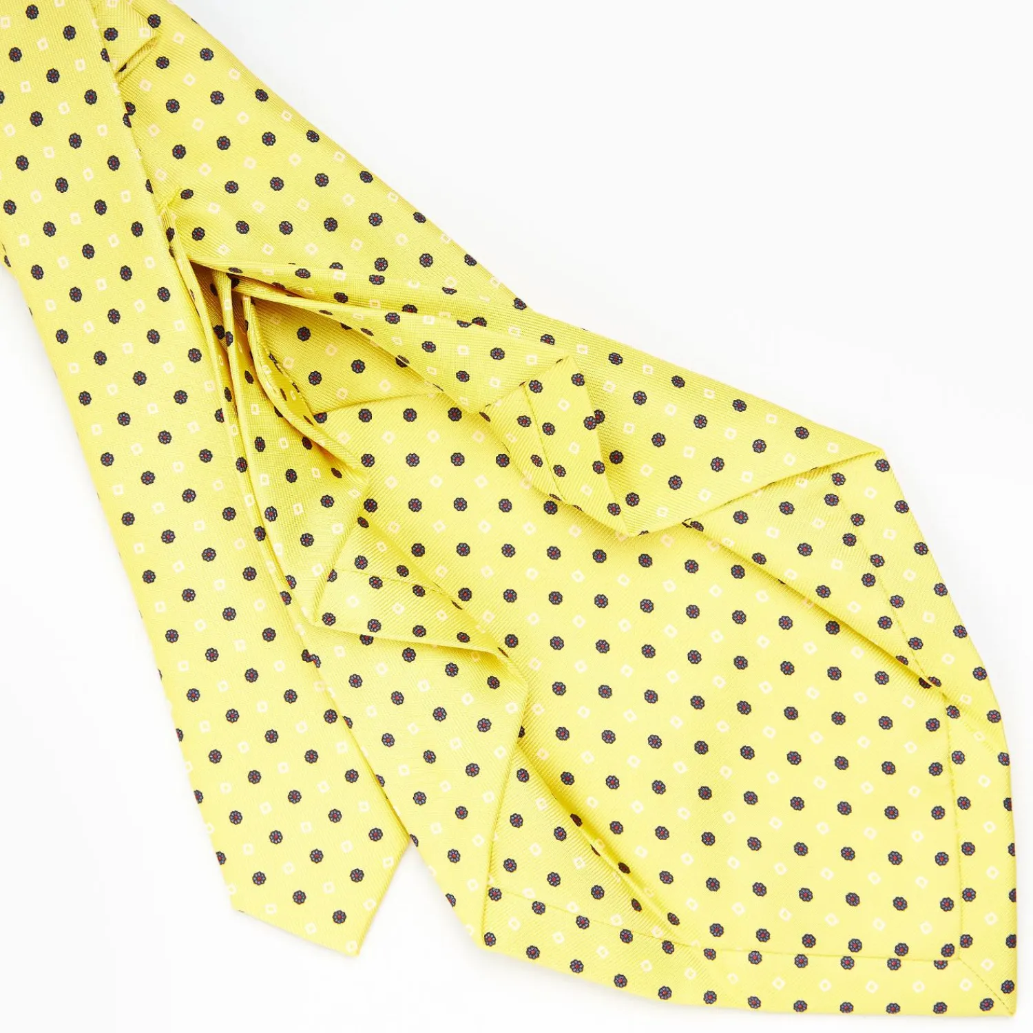 Yellow 7 Fold Sartorial Silk Tie - Small Flower Pattern>E.Marinella Sale