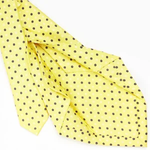 Yellow 5 Fold Sartorial Silk Tie - Small Flower Pattern>E.Marinella Cheap