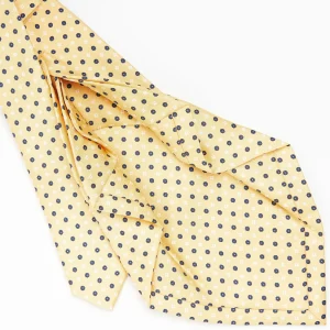 Yellow 7 Fold Sartorial Silk Tie - Small Flower Pattern>E.Marinella Store