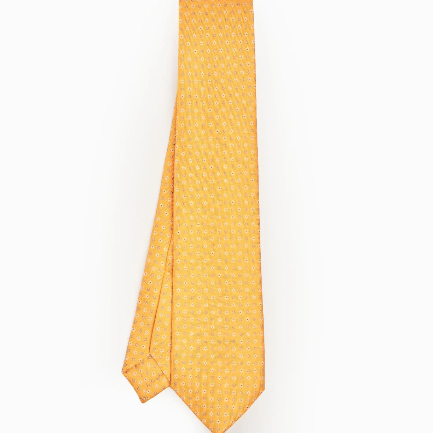 Yellow 5 Fold Sartorial Silk Tie - Small Flower Pattern>E.Marinella Hot