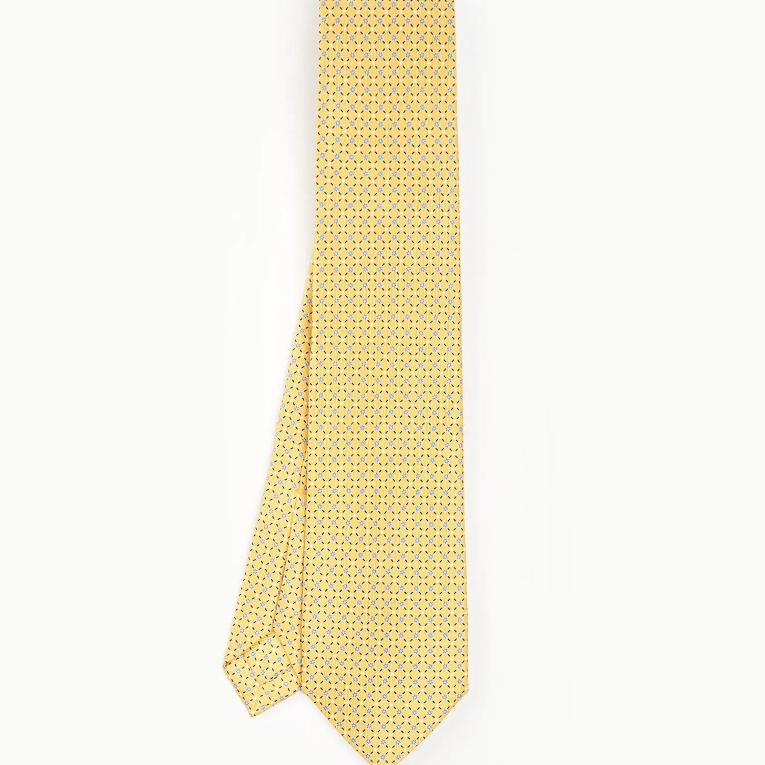 Yellow 7 Fold Sartorial Silk Tie - Small Flower Pattern>E.Marinella Best Sale