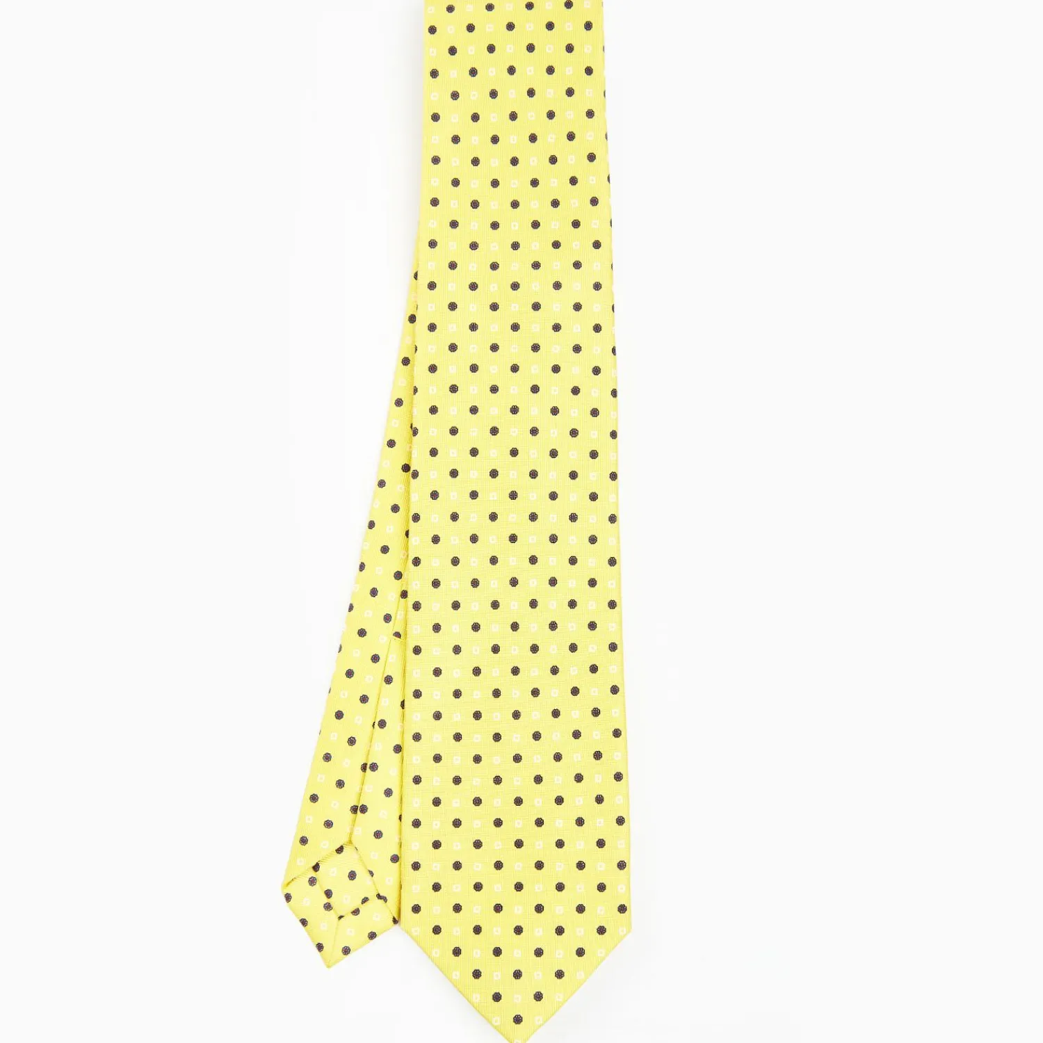 Yellow 5 Fold Sartorial Silk Tie - Small Flower Pattern>E.Marinella Cheap