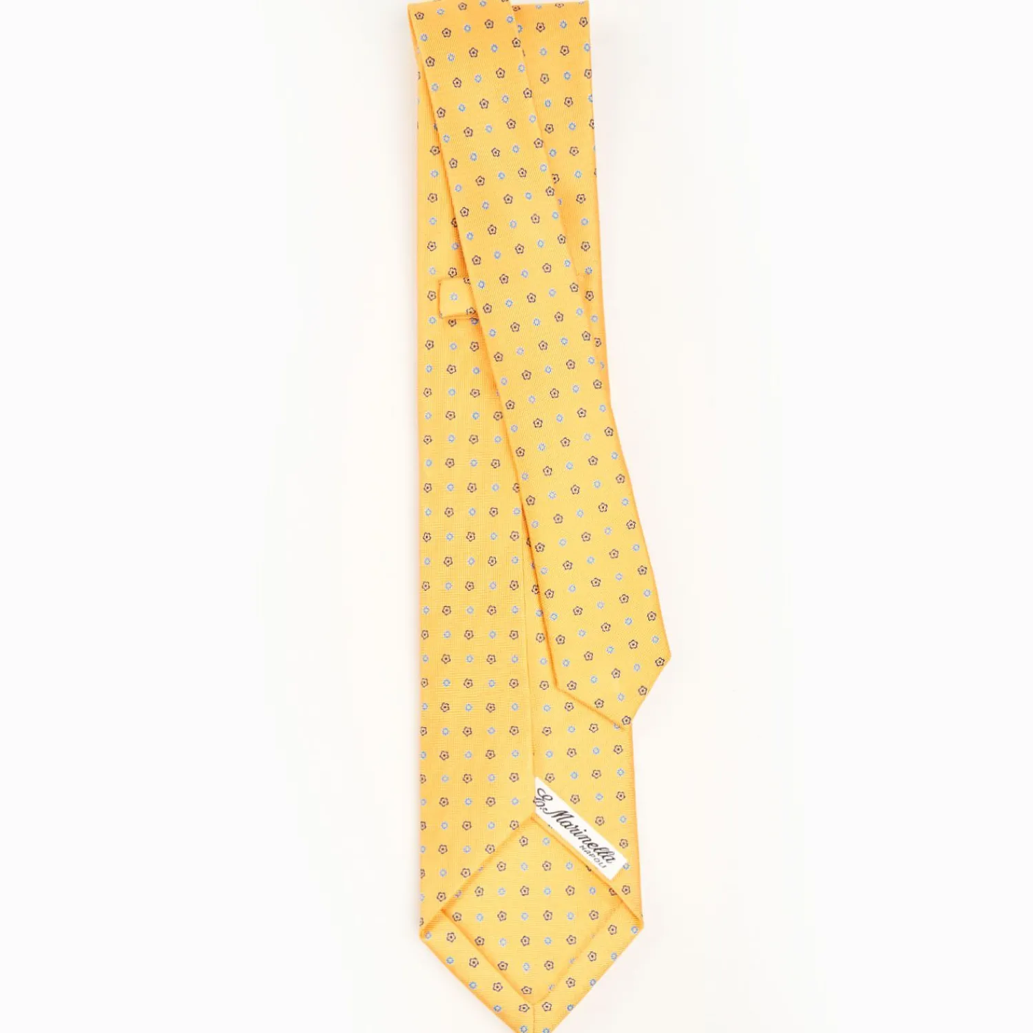 Yellow 5 Fold Sartorial Silk Tie - Small Flower Pattern>E.Marinella Cheap