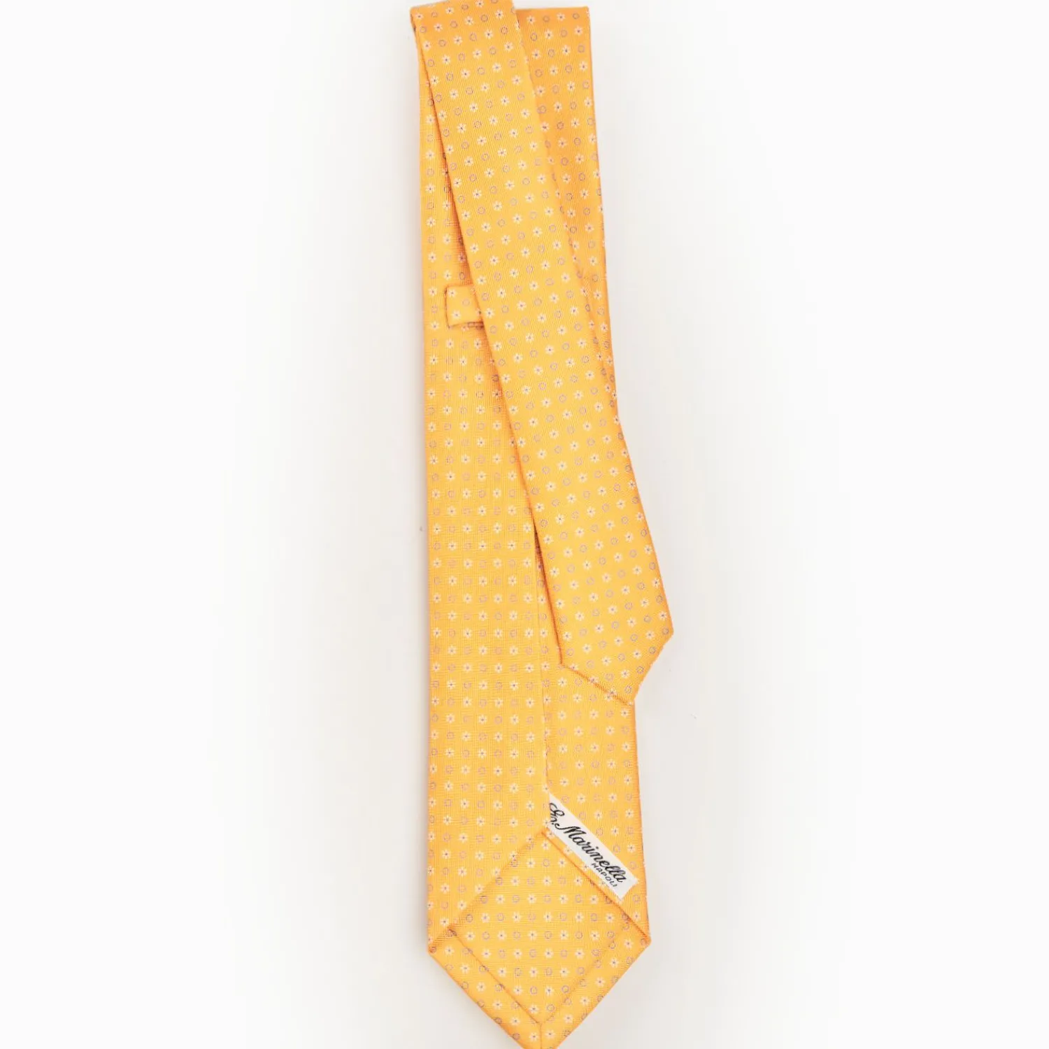 Yellow 9 Fold Sartorial Silk Tie Small Flower Pattern>E.Marinella Best Sale