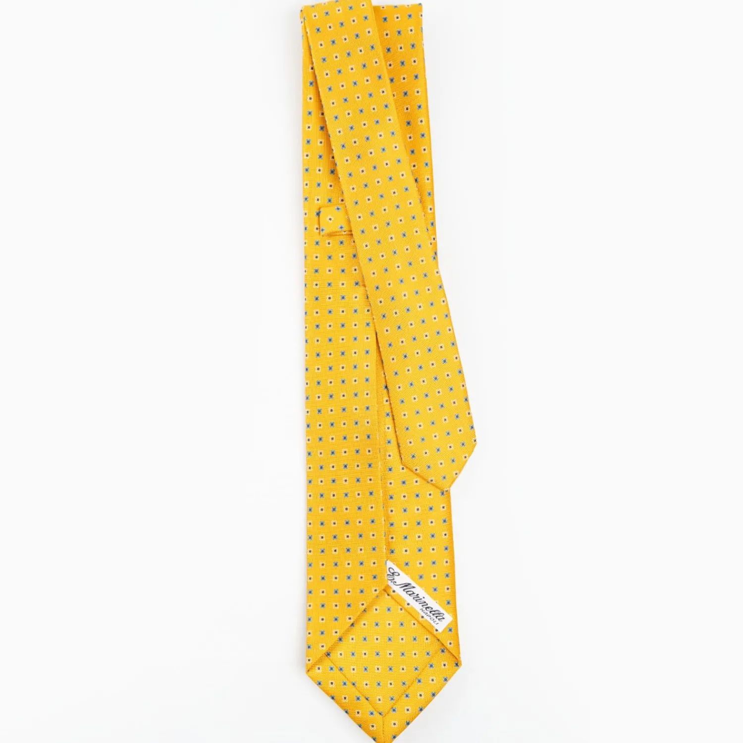 Yellow 7 Fold Sartorial Silk Tie - Small Flower Pattern>E.Marinella Discount