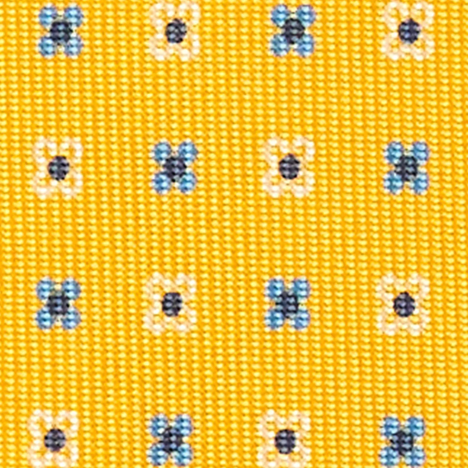Yellow 5 Fold Sartorial Silk Tie - Small Flower Pattern>E.Marinella Store