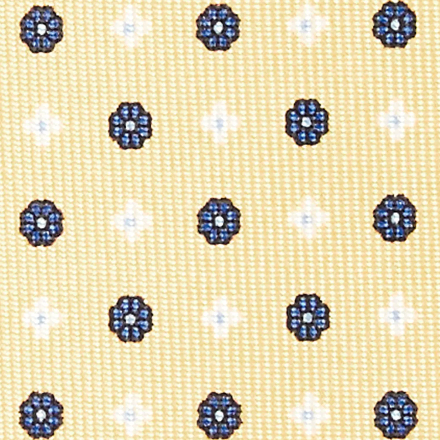 Yellow 7 Fold Sartorial Silk Tie - Small Flower Pattern>E.Marinella Store