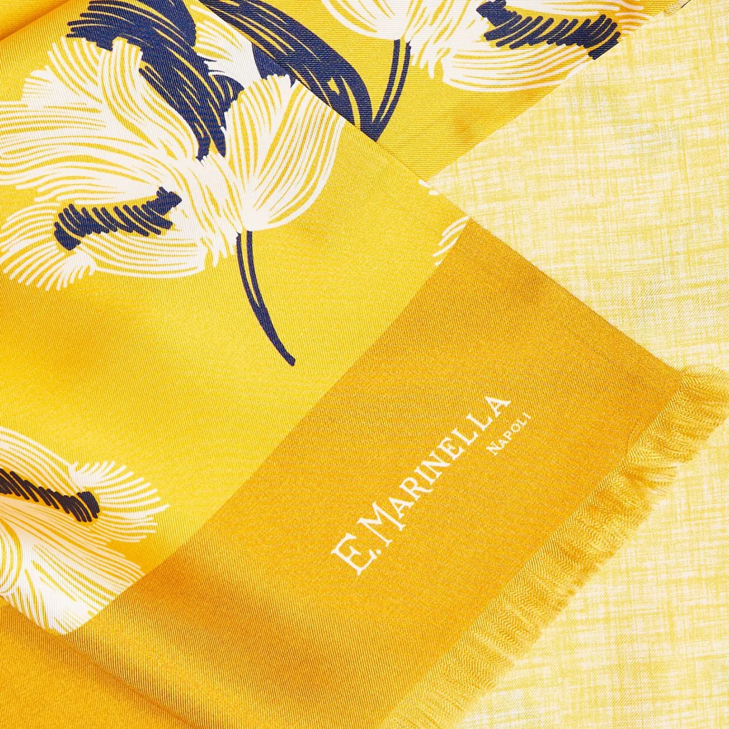 Yellow Double Silk Scarf - Floral Pattern>E.Marinella Discount