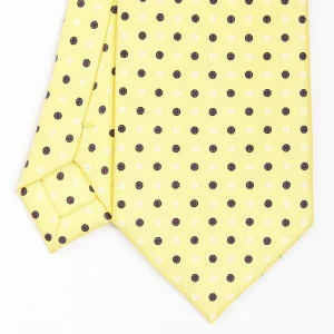Yellow Extra Long Sartorial Silk Tie Small Flower Pattern>E.Marinella Fashion