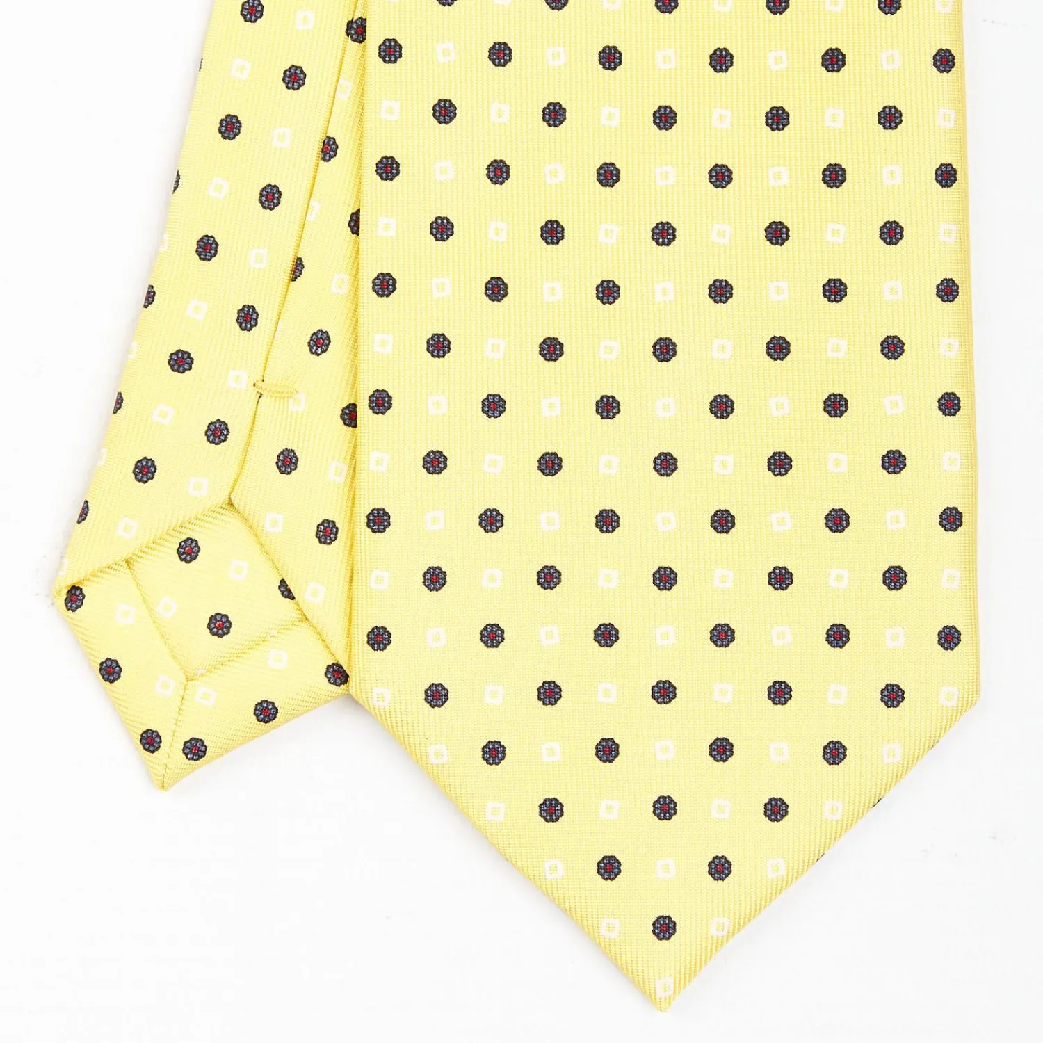 Yellow Extra Long Sartorial Silk Tie Small Flower Pattern>E.Marinella Fashion
