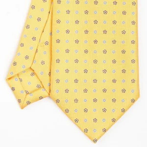 Yellow Extra Long Sartorial Silk Tie Small Flower Pattern>E.Marinella Flash Sale