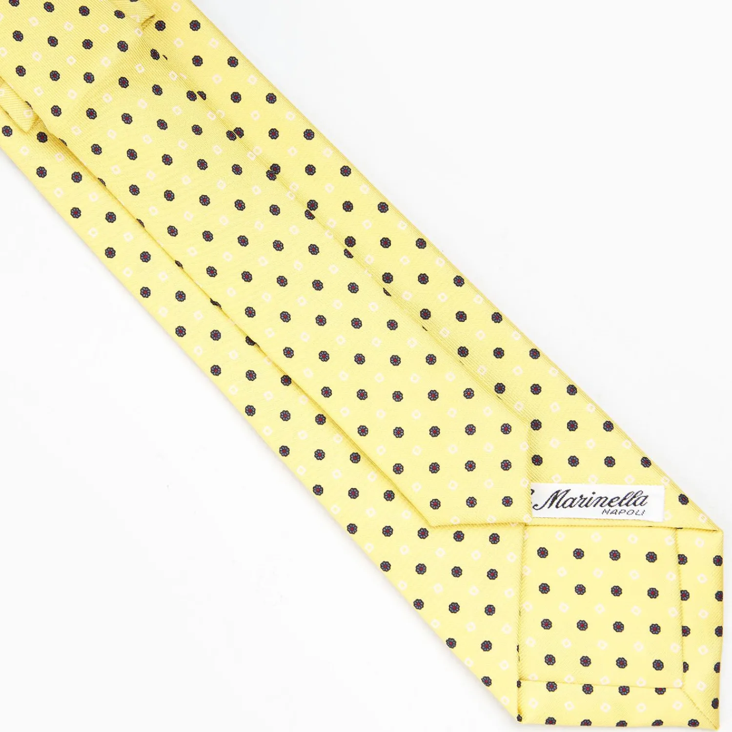 Yellow Extra Long Sartorial Silk Tie Small Flower Pattern>E.Marinella Fashion